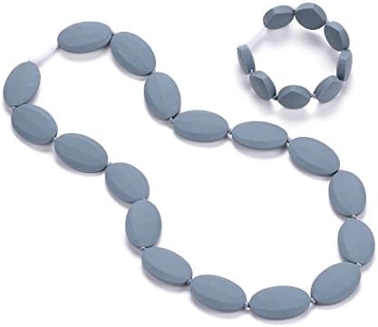 Baby Teething Necklace and Bracelet Bundle 2 Items (Vogue Grey)