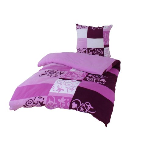 Childrens Toyshop  Küche & Haushalt : Kinzler B-02457 flieder Mikrofaser-Fleece Bettwäsche Sabrina 80 x 80 cm + 135 x 200 cm