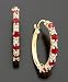 14k Gold Ruby (3/4 ct. t.w.) & Diamond Accent Hoop Earrings