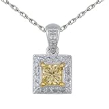 14k White Gold 1/2ctw Fancy Yellow Diamond Pendant