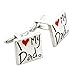 I Love My Dad Cufflinks and Red Heart Enamel