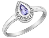 Tanzanite Ring with Diamonds 1/4 Carat (ctw) in 10K White Gold