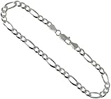 Sterling Silver 3/16 ( 4.4 mm ) Figaro Chain, NICKEL FREE. Sizes 7, 8, anklet, 16, 18, 20, 22, 24, 30