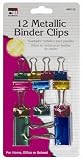 Charles Leonard Clips - Binder - Metallic - Assorted Colors and Sizes - 12/Card, 80120