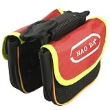 Bike Bicycle Detachable Closure Red Black Nylon Double Saddle Front Bag