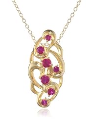 18k Yellow Gold Plated Sterling Silver Created Ruby Elongated Knot Pendant Necklace, 18"