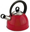 1.5 Litre Traditional Whistling Gas Stove Hob Kettle In Retro Enamel Red