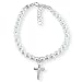 Cross Bracelet Sterling Silver with White Crystal Pearls made with SWAROVSKI ELEMENTS