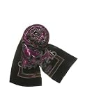 Basile Black Paisley Patterned Devore Velvet Long Scarf Purple
