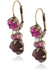 Sorrelli "Pink Orchid" Clustered Crystal French Wire Gold-Tone Drop Earrings