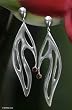 Garnet dangle earrings, 'Silver Leaf'