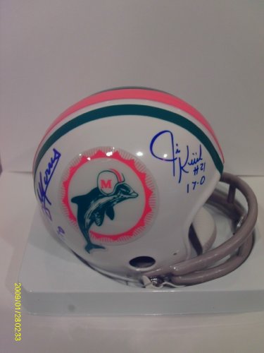 JIM KIICK & MERCURY MORRIS AUTOGRAPHED DOLPHINS MINI HELMET W/PROOF