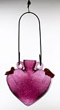 Kitras Hand Blown Glass Hummingbird Feeder - Heart - Pink