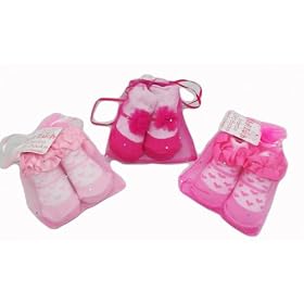 3 Pack - Baby Girls Pink Gift socks 0-6 months, 6-12 months