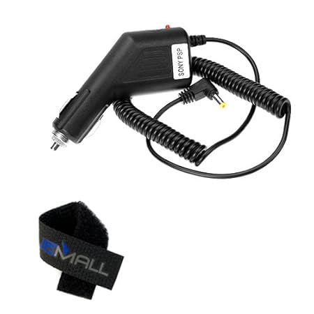 GTMax Black Car Charger for Sony PSP 2000/3000 + Black Cable Tie