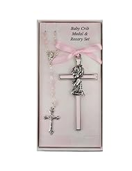 GIRLS ROSARY & CRIB CROSS SET WITH BOXED