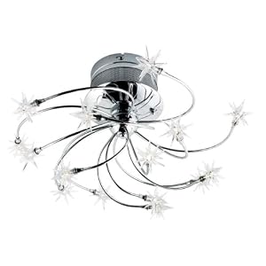 Eurofase 12898-015 Starburst 15-Light Flushmount, Chrome Crystal by Eurofase