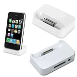 TeckNet - iPhone Charging Sync & Music Dock for iPhone 3G, 3GS - White (iPhone protective case need to be took off before docking)