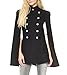Persun Women Black Stand Collar Double Breasted Long Sleeve Cape Coat