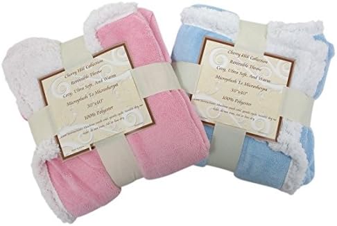 Super Soft Baby Blanket- Reversible - Sherpa - Microplush - 30" X 40" (Pink)