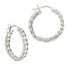 Sterling Silver Diamond cz Pave 24mm Hoop Earrings