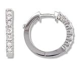 3/4 Carat Prong Set Diamond Hoop Earrings in 14k White Gold (with Safety Lock)