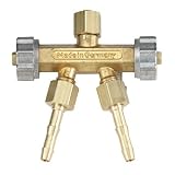 Eigenschaften   / Doppelabzweigstück mit Mutter und Tüllen 3/8 links 9 mm , Acetylen / Propan (Bild ähnlich Tüllen und Ü-Muttern abweichend)