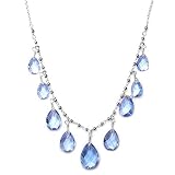 Sterling Silver Blue Briolette Frontal Adjustable Necklace 16-18in