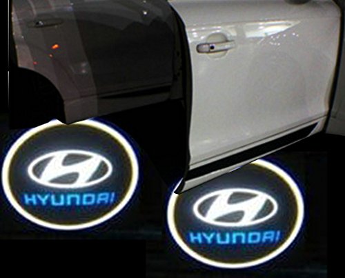 2PCS (1 Pair) X 6th Gen Golden car door Shadow laser projector logo LED light for Hyundai All Series Coupe Tucson Accent Elantra Terracan Veracruz Sonata Santa fe I10 I20 I30 I30CW I40 I800 IX35 getz