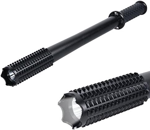Focuzon Aluminum Alloy Long Spiked Mace Baseball Bat Security Flashlight Torch Lamp 100-240vac