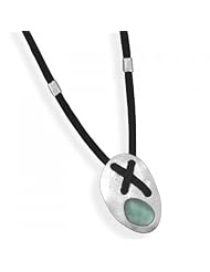MMA Silver - 16 inch Suede Necklace with Roman Glass