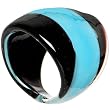 Handmade Striped Teal Bold Glass Ring