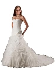 Mermaid Beaded Sweetheart Organza Corset   Waistline  Dress with a Court Train 