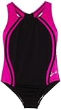 Speedo Girls 7-16 Sport Splice 1 Piece Swimsuit, Black, 14