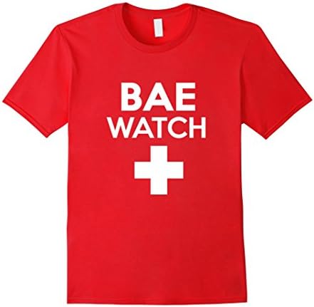 Men's BaeWatch Summer Lifeguard Shirt | Parody Funny Beach tshirt XL Red