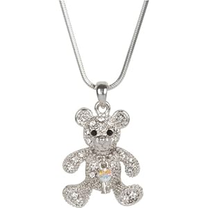 Swarovski crystal teddy bear pendant necklace Clearance