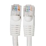 Ethernet Cable, CAT5e - 50 ft White - Gold Plated Male to Male Connectors for Base-T Networks