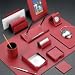Executive 11 Piece Genuine Red Leather Desk Set