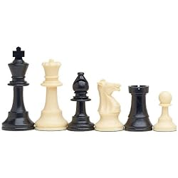 Triple Weight Staunton Black and Cream Plastic Chessmen Set with 3.75" King
