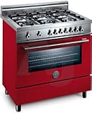 Bertazzoni Professional Series X365PIRRO 36 Pro-Style Dual-Fuel Range with 5 Sealed Burners, 4.0 cu. ft. European Convection Oven, Pyrolytic Self-Clean, Oven Mode Selector, Temperature Probe and Indicator Lights: Red
