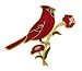 Gold plated and vitreous hand enameled Ohio cardinal and carnation pin or brooch