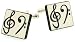 Handmade ceramic music note cufflinks with presentation box. Made in England