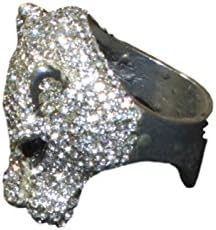 Silver Plate & Clear CZ's Panther Head Ring Size 6