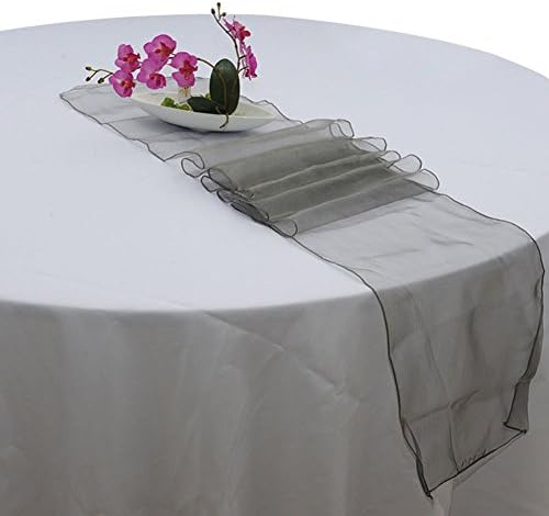 LingStar Premium Quality 30x275cm Sheer Organza Table Runner Wedding Party Home Decoration Grey 5 pcs