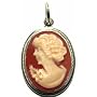 Master Carved Carnelian Shell Sterling Silver Cameo Pendant