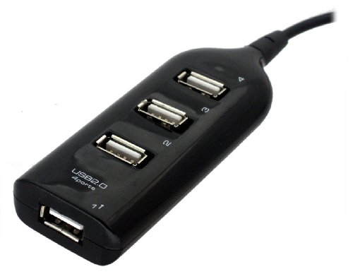 Black USB 2.0 4-Port Hub for Windows XP/Vista/Windows 7 Mac OSX