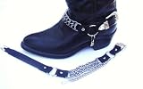 Western Boots Boot Chains Black Leather, 2 Steel Chains