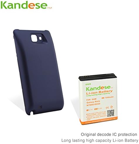 Kandese Extended Large Capacity 7200mAh Lithium Battery Replacement for phone Samsung Galaxy NOTE N7000 with back cover (BLACK)