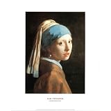 Professionally Framed Johannes Vermeer (Girl with a Pearl Earring) Art Poster Print - 16x20 with RichAndFramous Black Wood Frame