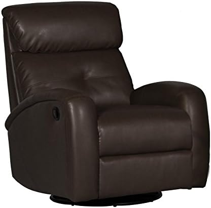 Push Button Recline/Glide/Swivel Arm Chair in Bonded Leather Dark Brown